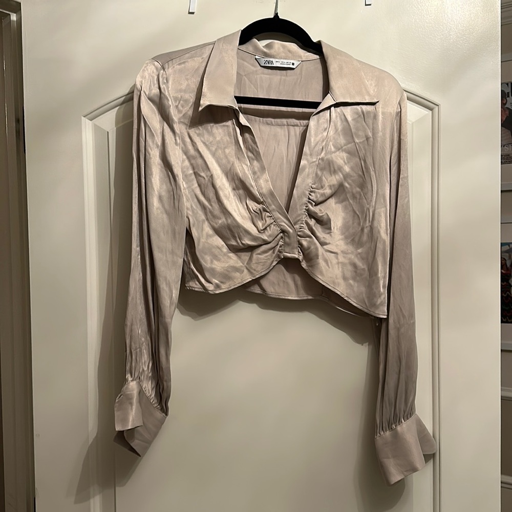 Champagne Zara cropped blouse